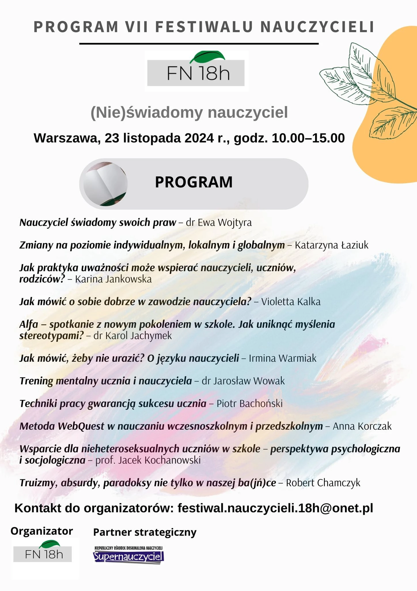 Program VII festiwalu nauczycieli